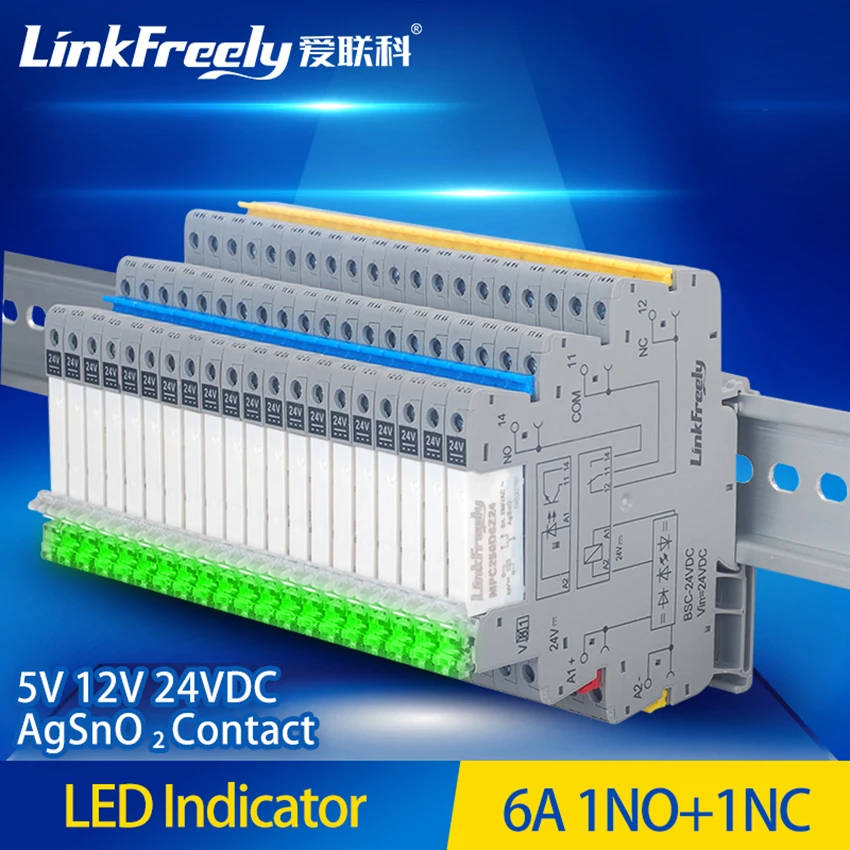 Миниатюрный светодиодный ультратонкий модуль реле mpc250d6z24icn Din 6A 250VAC