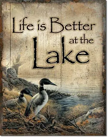 

New Vintage Retro Metal Tin Sign Life is Better at The Lake Who's House at Lake Outdoor Street Garage & Home Bar