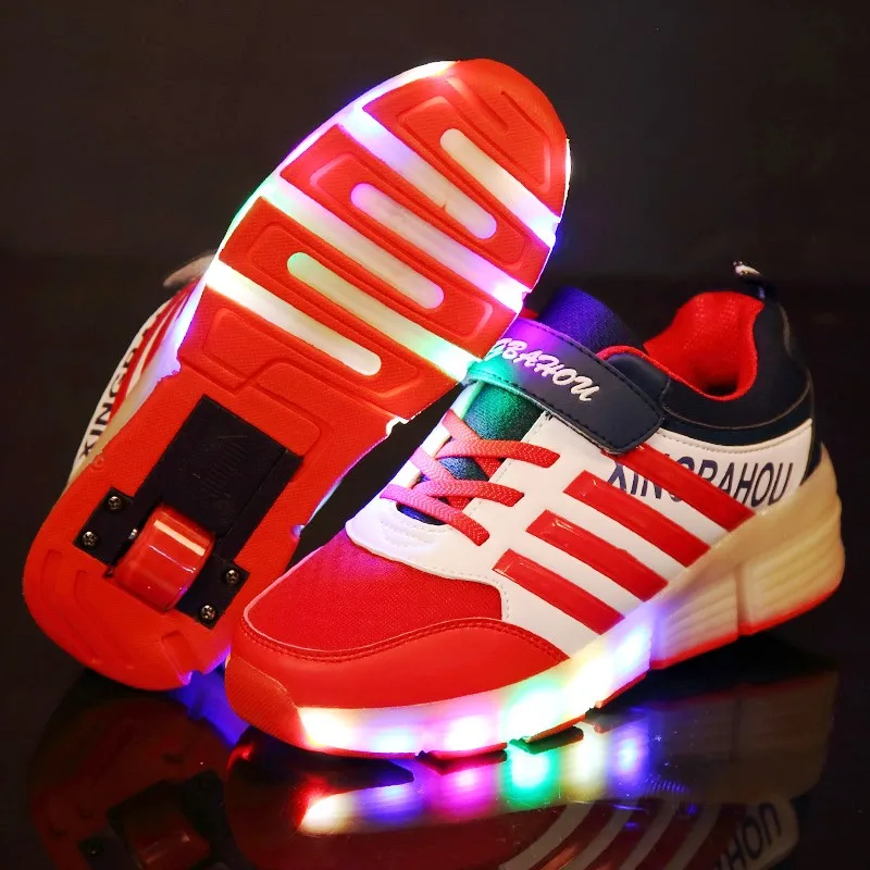 Детские светящиеся кроссовки с колесиками светодиодный светильник вверх