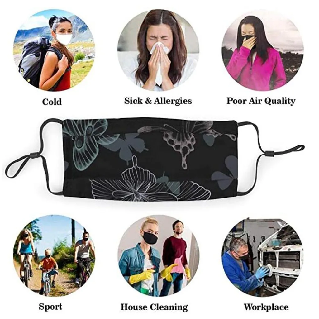 1Pc Face Mask+2 Pcs PM2.5 Mask Fliters Men Women Activated Carbon Filter 3D Pollution Butterfly Adult mascarilla tapabocas #jew |