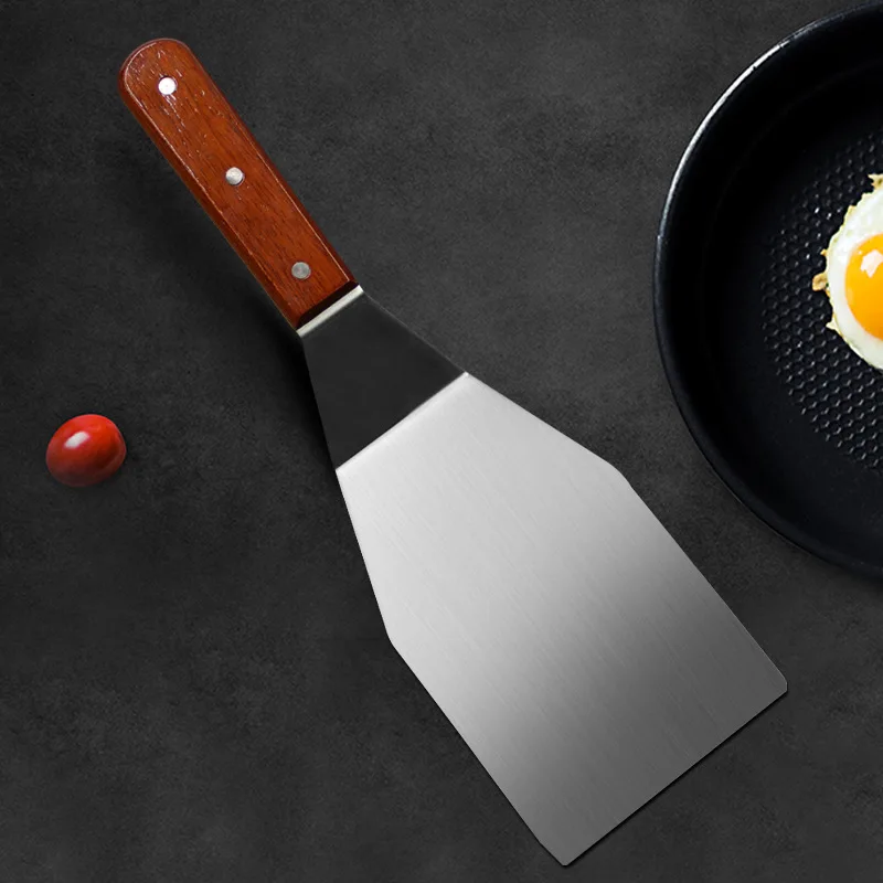 

AISITIN Stainless Steel Spatula Slant Grill Griddle Scraper Diner Flat Straight Blade Wood Handle Slant Edge Grill Scraper