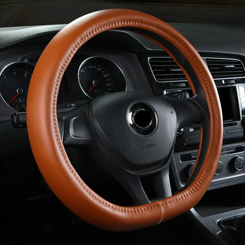 Чехол рулевого колеса автомобиля кожаный D Форма 15 &quot37 38 см для Sportage Оптима K5 Golf 7
