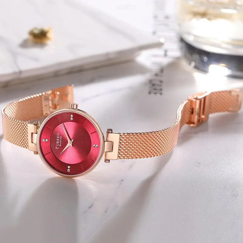 Relogio Feminino CURREN повседневные часы женские кварцевые из нержавеющей стали
