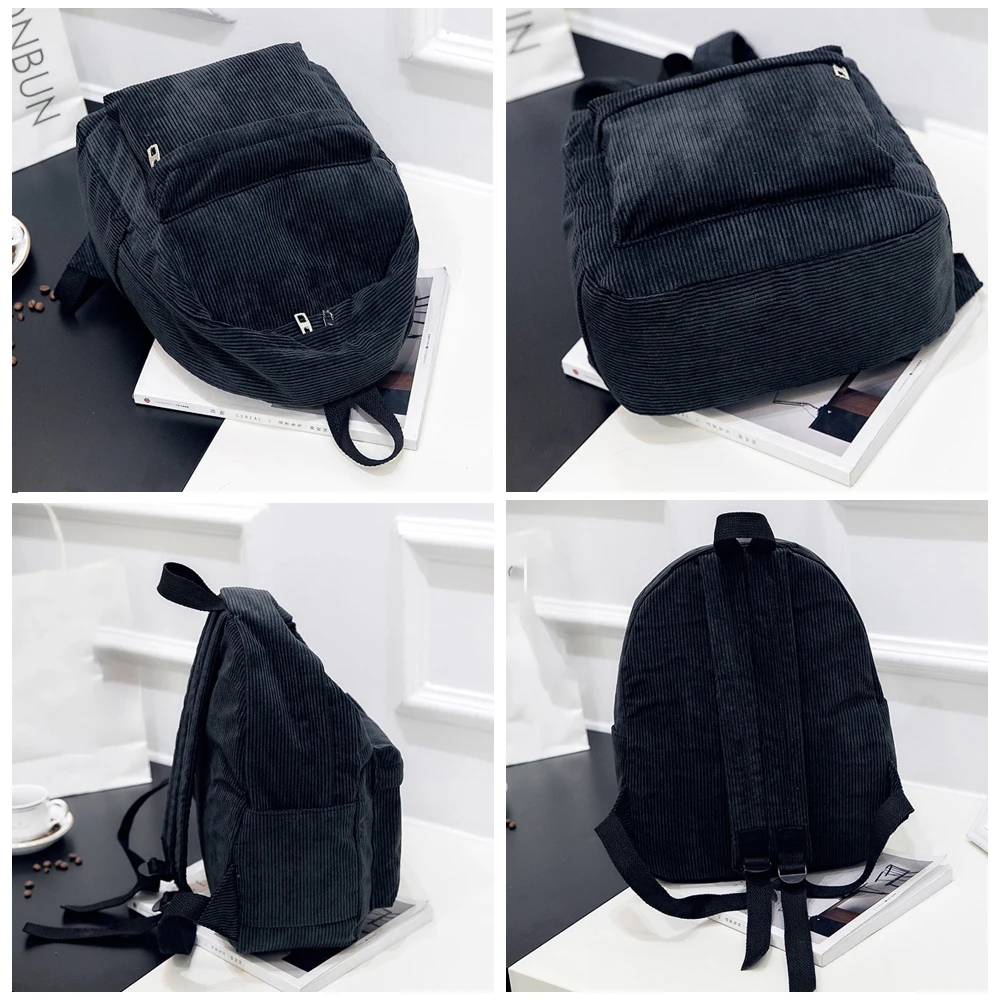 Новый вельветовый женский рюкзак однотонная дорожная сумка Модный повседневный