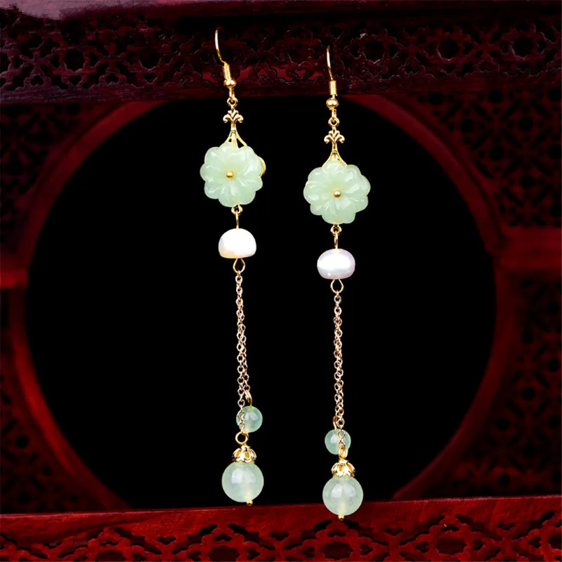 Yanting длинные серьги с кисточками для женщин цветок висячие камнем этнические