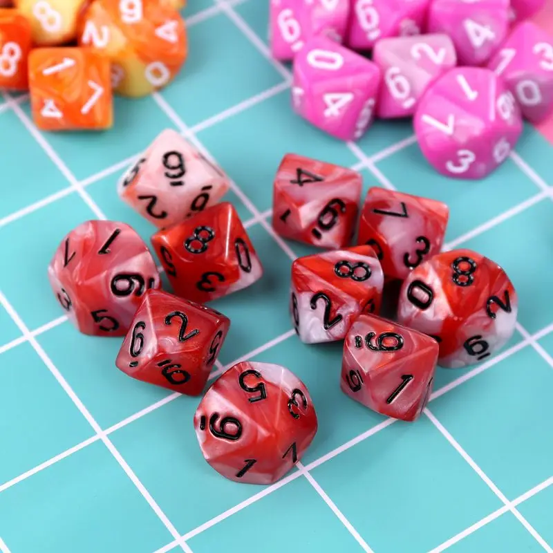 

60pcs/set 10 Sided D10 Polyhedral Dices Numbers Dials Desktop Table Board Game D2TC