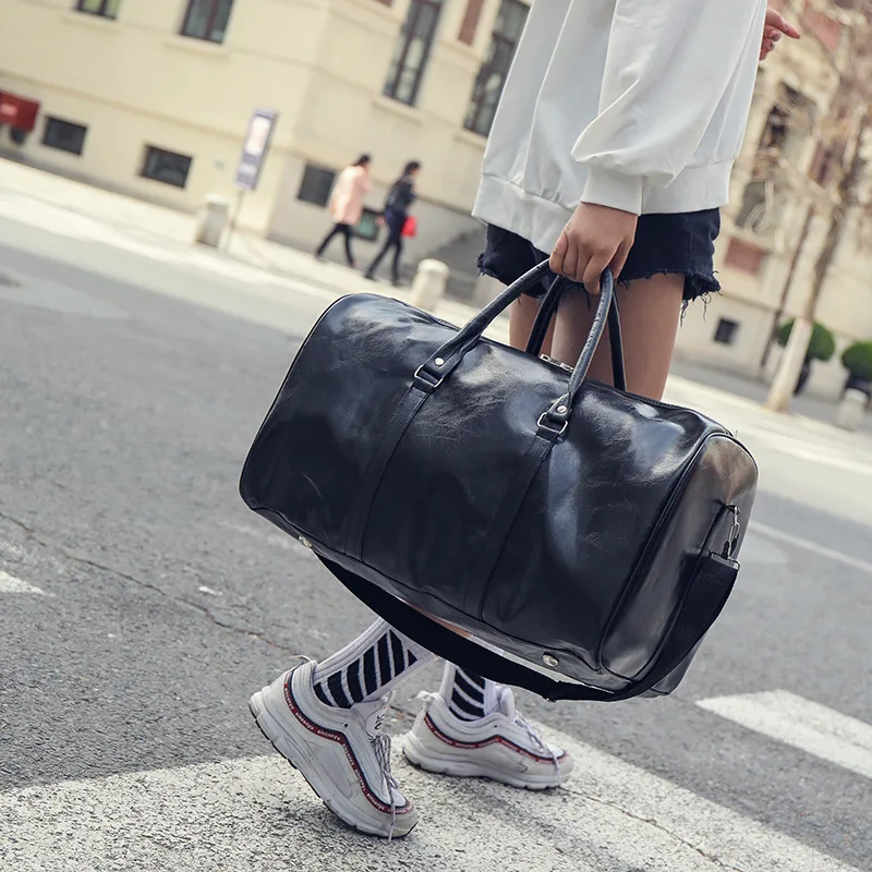New Arrival Leather Travel Bags for Men Women Large Capacity Portable Female Male Shoulder Handbags Vintage Duffle | Багаж и сумки