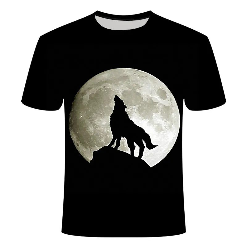 

2021 spring and summer T-shirt Wolf Print 3DT men and women wolf pattern short-sleeved T-shirt