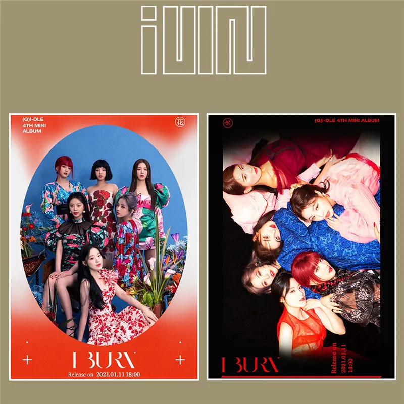 KPOP (G)I-DLE постер SOOJIN MINNIE YUQ SHUHUA MIYEON SOYEON Mini Series 4 I Burn периферийное фото самоклеящееся