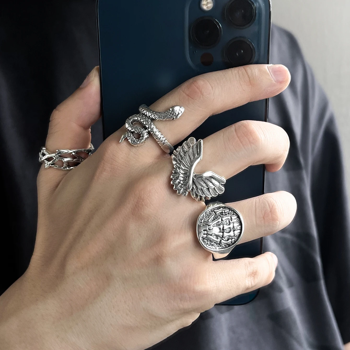 Aprilwell 4 шт. Хэллоуин стиль панк для женщин смешная эстетика хип-хоп скелет коготь