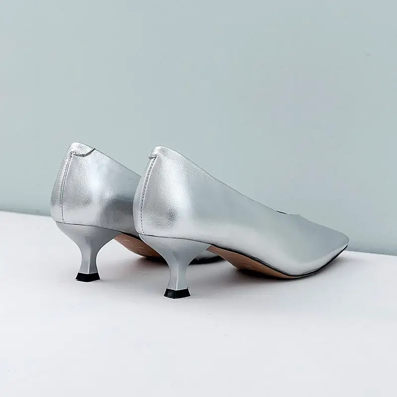 Женские офисные туфли ALLBITEFO натуральная кожа высокий каблук обувь на