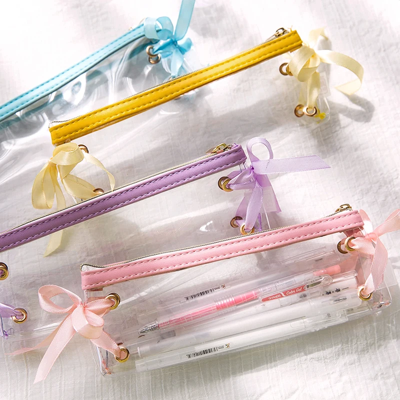 

Kawaii Водонепроницаемый прозрачный милый пенал Чехол большой Ёмкость студенческий Карандаш Чехол для хранения канцелярских принадлежносте...