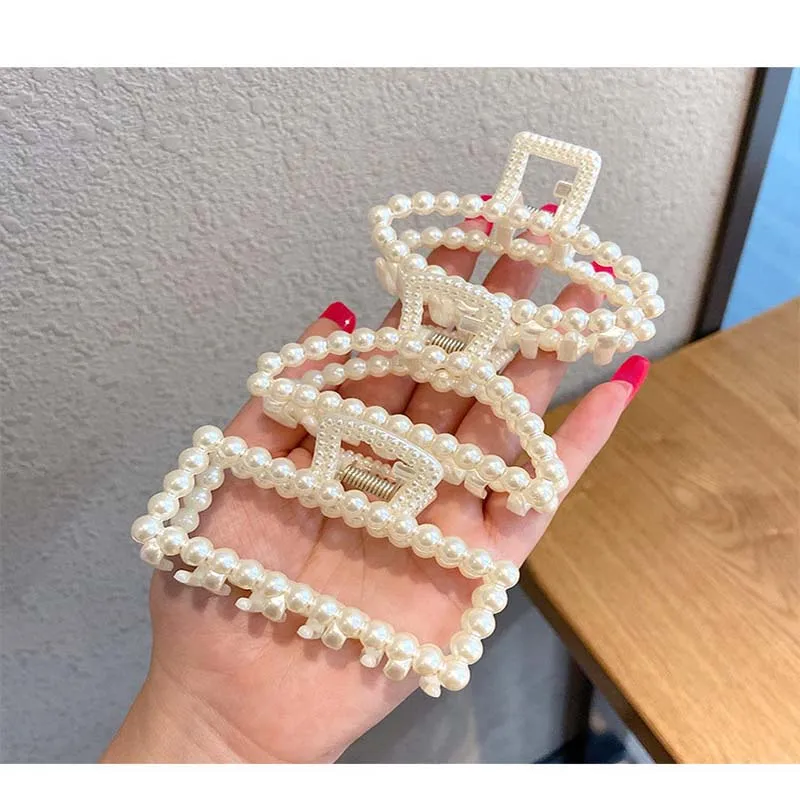 

Pearls Hair Clip Girls Geometric Hair Accessories Side Clip Temperament Shark Clip Sweet Plastic Hairpins Diverse Shape Hairgrip