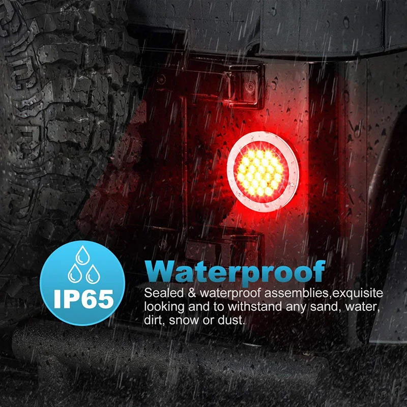 2 шт. 4 дюйма красный 24 светодиодный круглый тормозной Стоп-сигнал поворота Задний