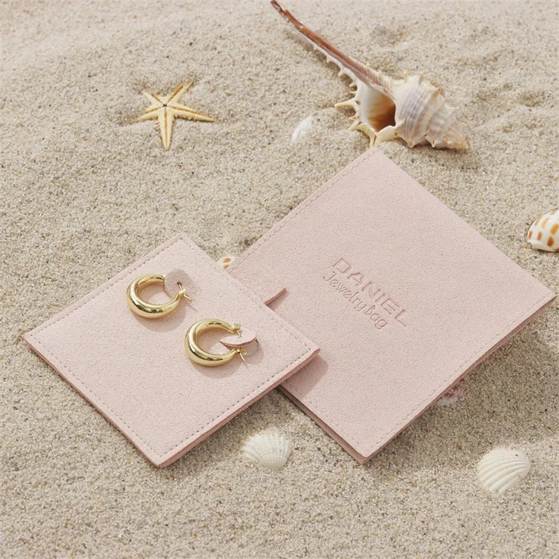 

Wholesale 500pcs/lot Custom Jewelry Pouch Bag Suede Envelop Jewelry Pouch Personalized Logo Mini Packaging Pouch