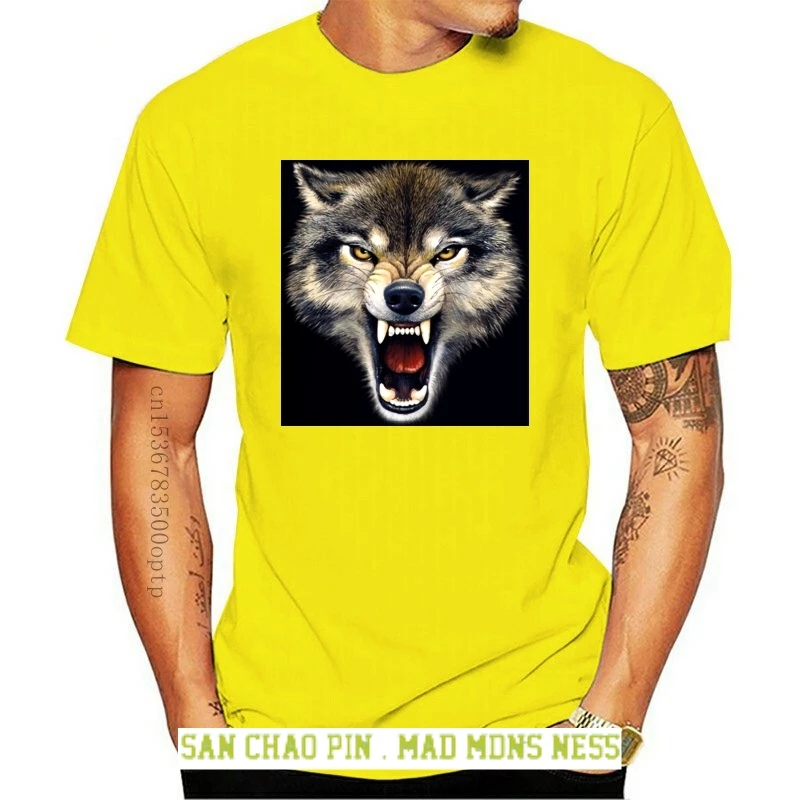 

Mens Wolf Bite T Shirt Animal Head Face Fierce Evil Werewolf 2020 Brand Clothing Printed Fashion Design Muscle Shirt