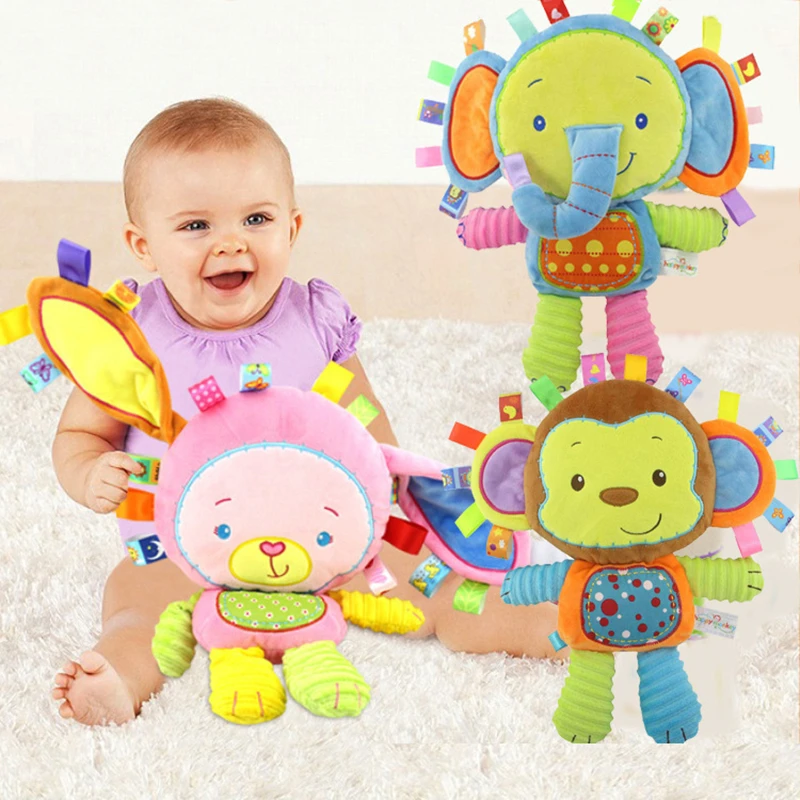 

Cartoon Baby Plush Rattles Infant Appease Doll Hand Bells Elephant Lion Infant Educational Hanging Teether Toys brinquedos bebe