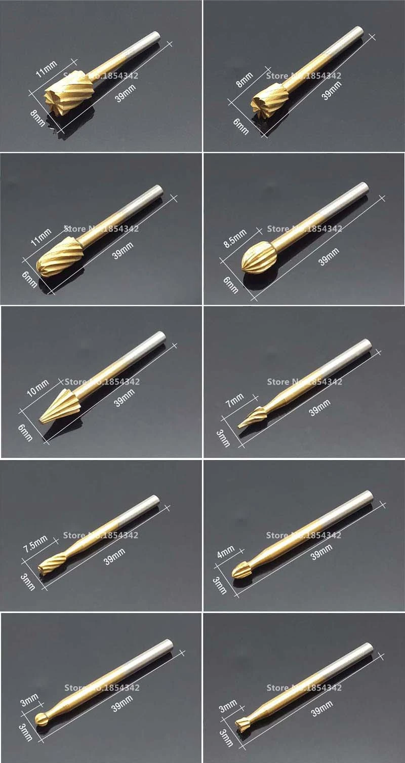 10 шт. набор коробка HSS титановая Dremel ротационная фрезерная фреза для резьбы по дереву резные ножи инструменты аксессуары