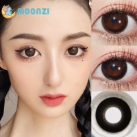 MOONZI BIG BEAUTY RING Contact Lenses Annually black Soft for Eyes big pupil Contact Lens Myopia Prescription degree 2pcs Pair