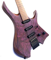 2021 nk fanned frets 6 strings headless electric guitar purple eye poplar color roasted maple neck cat paw inlay