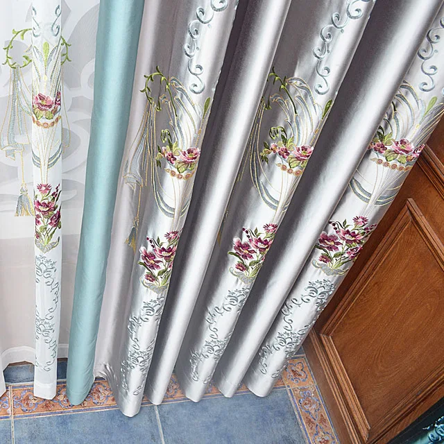 Роскошные шторы с вышивкой в европейском и американском стиле для гостиной