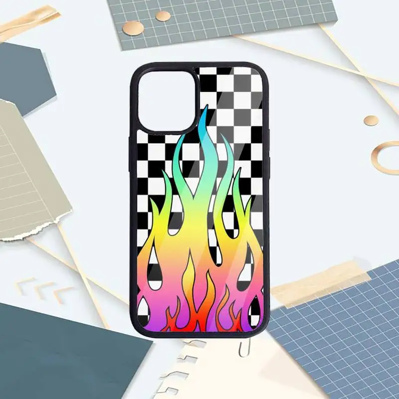 

Red&green flame art pattern Phone Case PC for iPhone 11 12 pro XS MAX 8 7 6 6S Plus X 5S SE 2020 XR Luxury brand shell funda