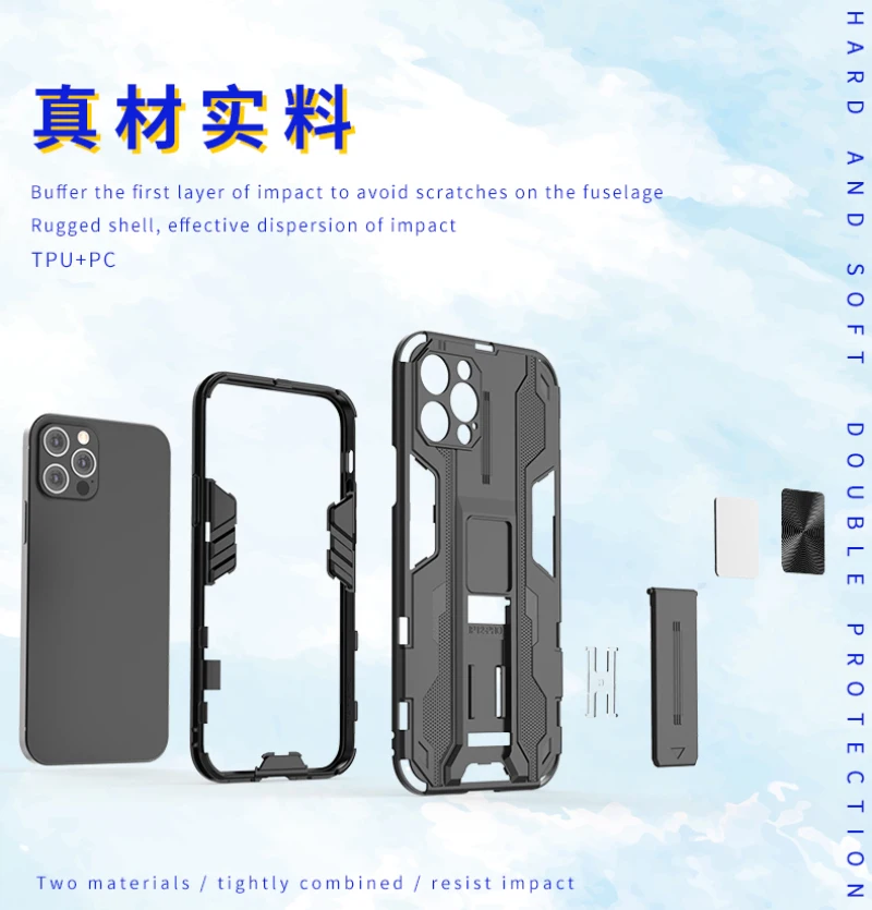 

Invisible Bracket Armor Phone Case For OPPO Reno 5 5K Pro 4G A55 A93 5G Realme C20 Find X3 Lite Metal Magnetic Protector Cover