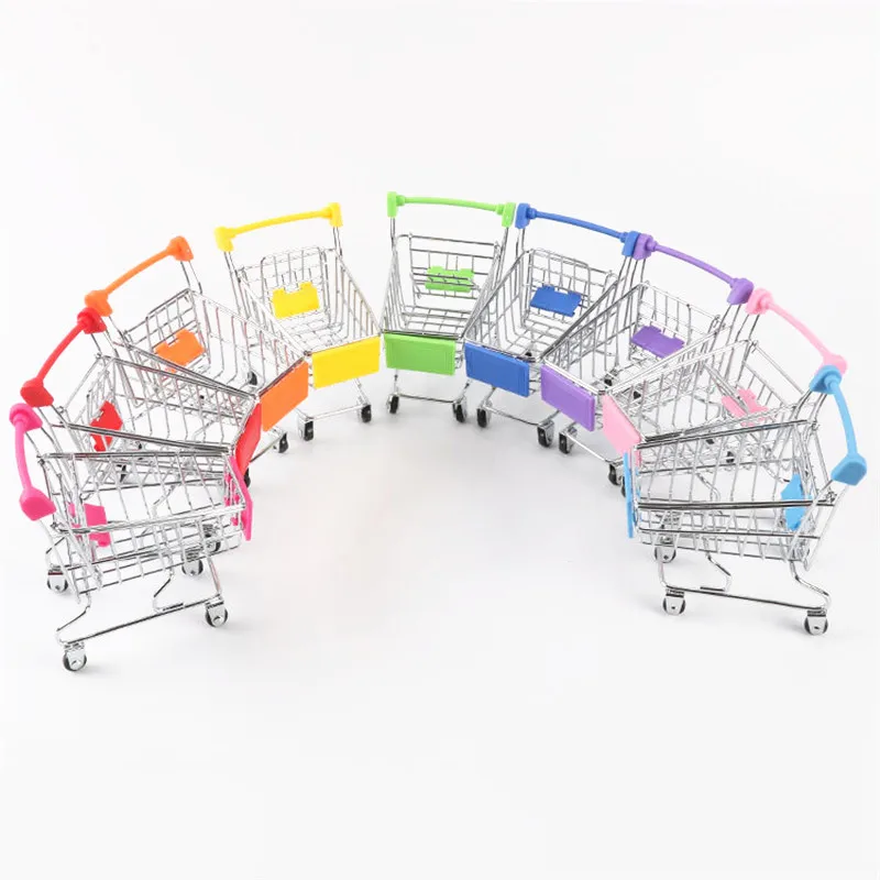 

9 Colors Mini Children Kids Handcart Simulation Supermarket Shopping Cart Baby Pretend Play Toys Stroller for Dolls Pretend Toy