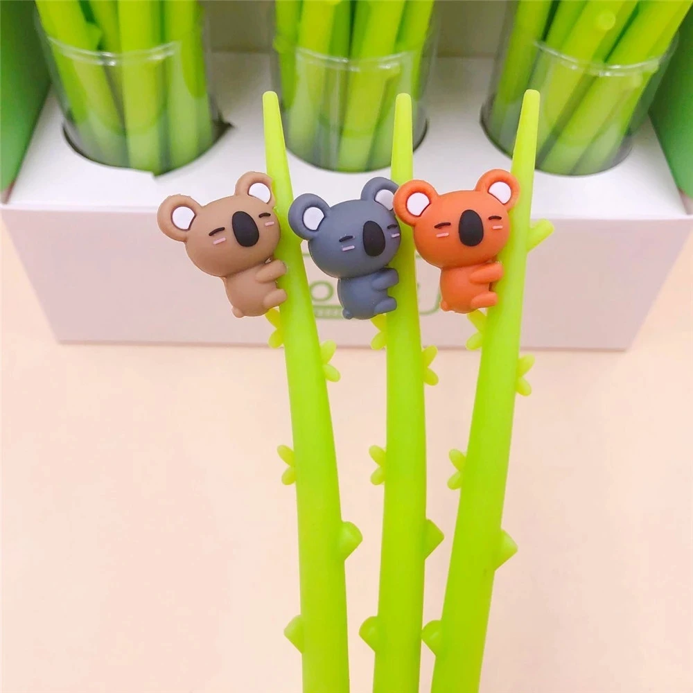 

Cute Soft Rubber Koala Gel Pen Kawaii 0.5mm Black Ink Neutral Pen Office Supplies Needle Pens Japanese Stationery Kids Gifts