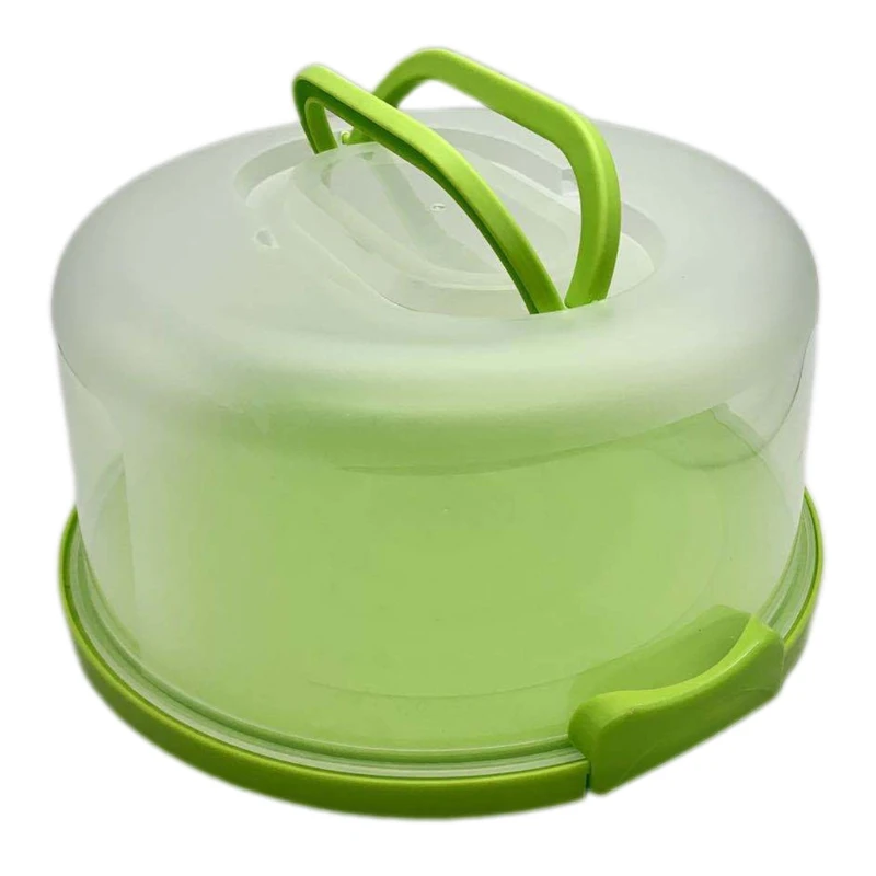 

Round Cake Carrier with Collapsible Handle Portable Handy Cupcake Holder Tray Pie Saver Fresh Keeping Food Cover Box P31E
