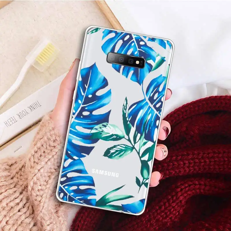 

Retro Floral Leaf Phone Case Transparent For Samsung Galaxy A71 A21s S8 S9 S10 plus note 20 ultra