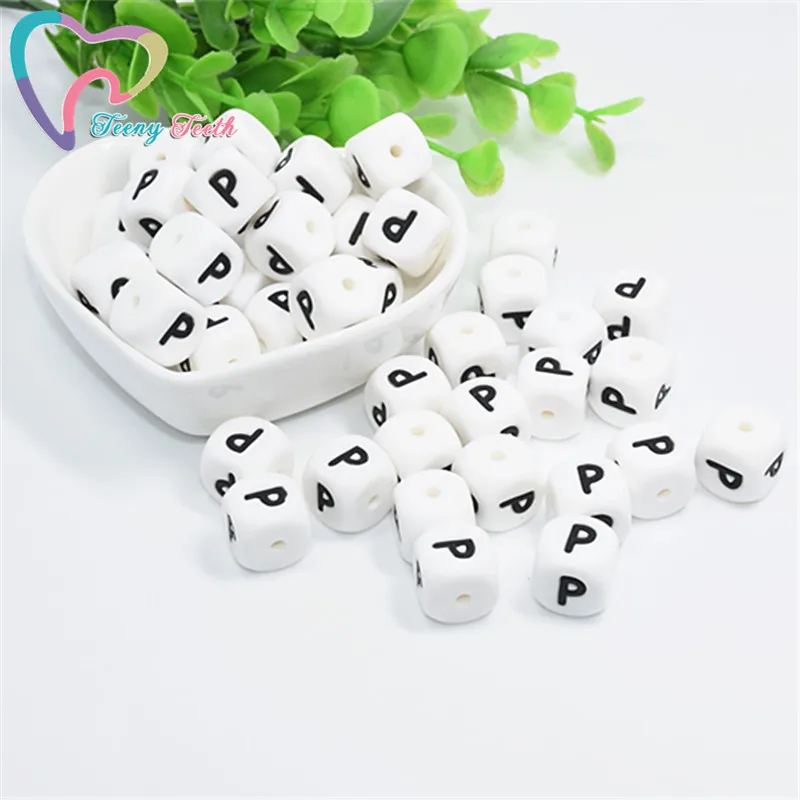10 шт. буквы P алфавита игральные кости свободные силиконовые бусины в 26 букв