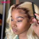 Парик блонд Боб Омбре 613 прямые парики боб для женщин бразильские HD прозрачные безклеевые парики из человеческих волос Remy 180%