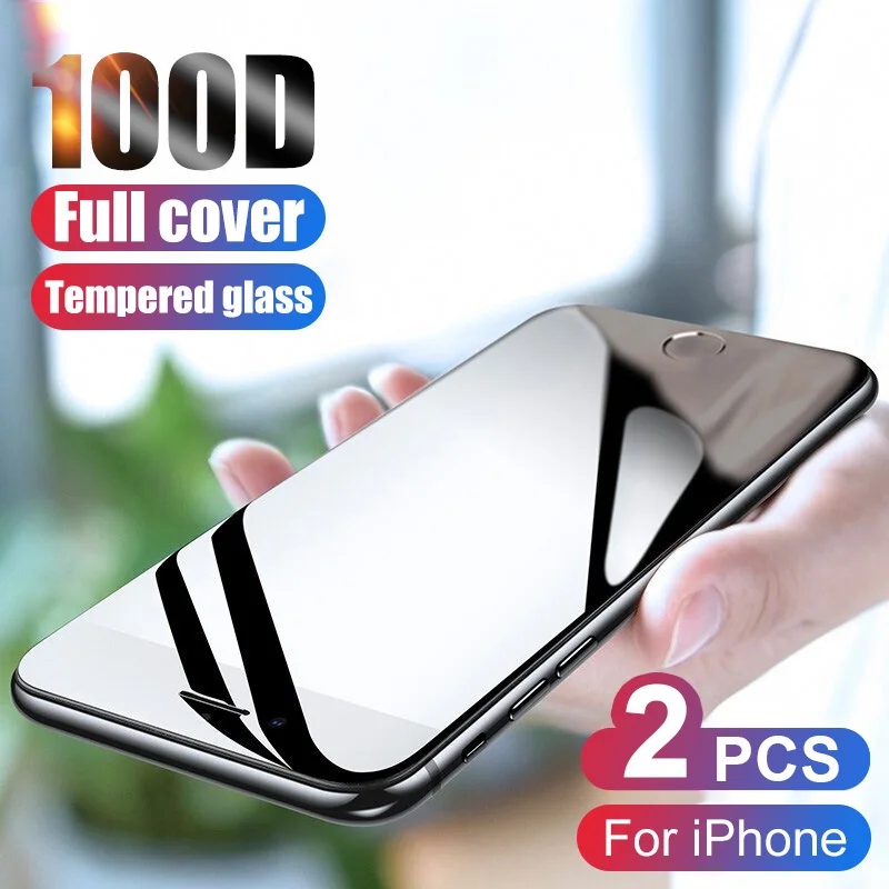 2 шт 100D изогнутое защитное закаленное стекло для iPhone 7 6 8 6S Plus Защита экрана для iPhone X XR XS 11 Pro Max стекло