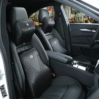 Summer Ice Silk Car Neck Pillow Set Memory Foam Auto Seat Headrest Waist Support Cushion Black Lumbar Interior Accessories