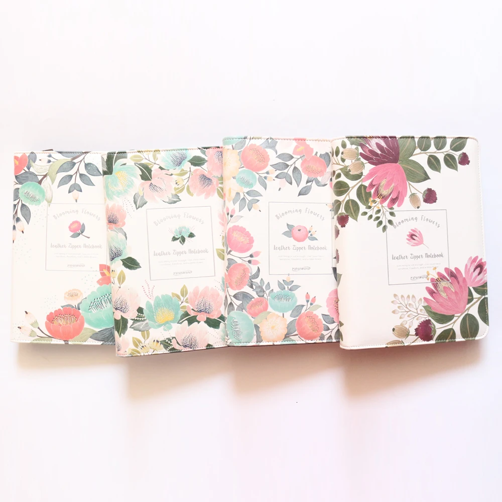 Цветочный дизайн школьные спиральные блокноты на молнии тонкая кожаная записная