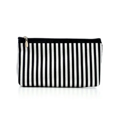 black stripe PURDORED 1 шт. косметичка в горошек с зеркальным узором в полоску, женская косметичка, косметичка для мытья, сумка для туалетных принадлежностей, дорожный органайзер, чехол kosmetyczka - Цвет: black stripe