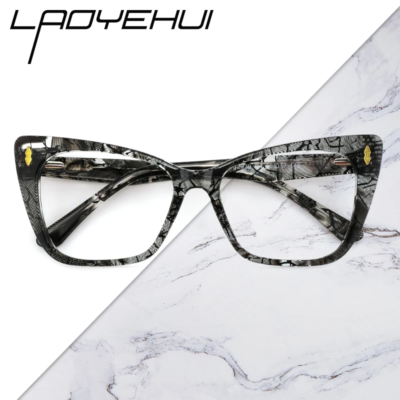 

Brand Acetate Transparent Square Prescription Glasses Myopia Clear Women Computer Eyewear Frames Fashion Cat Eye Fake Glasses