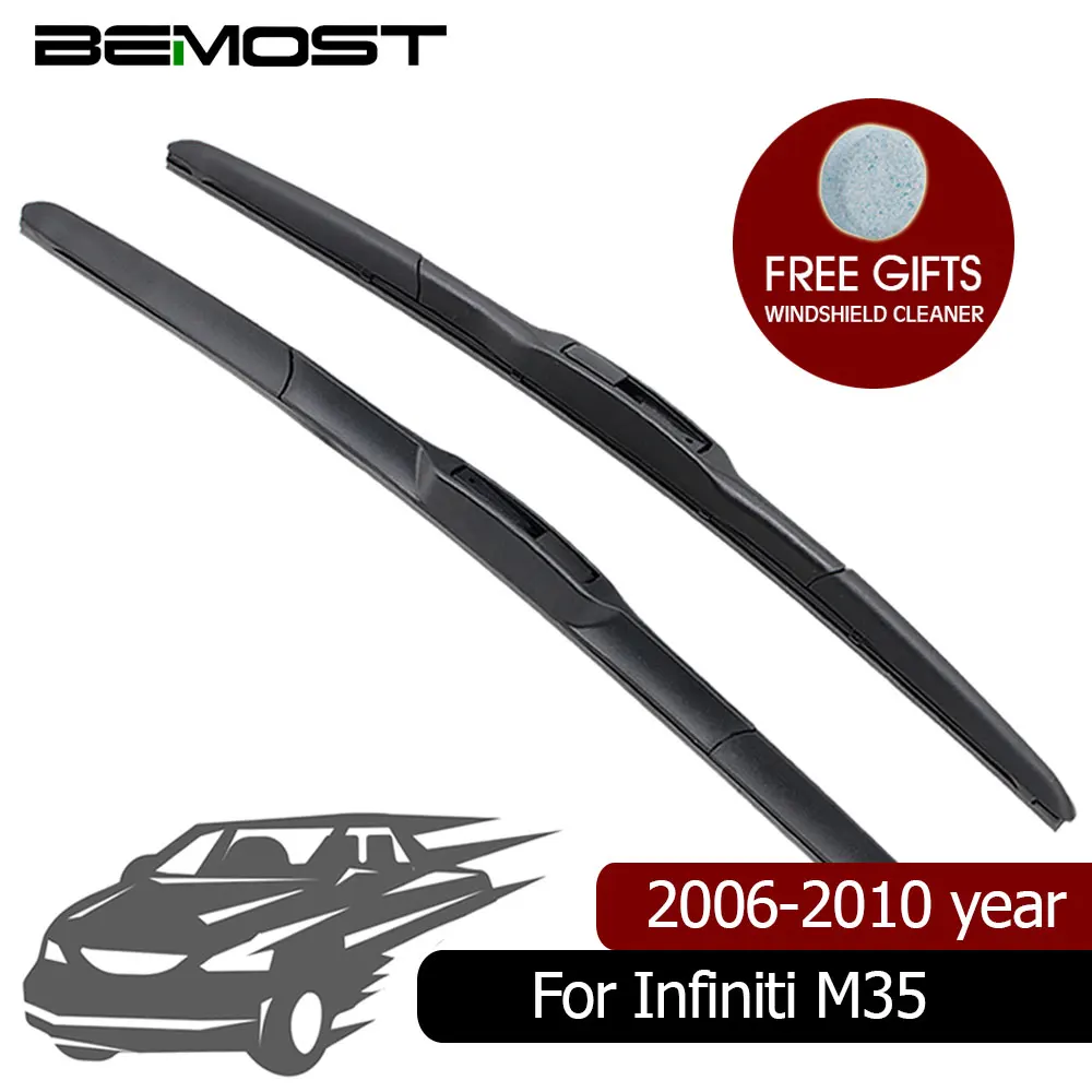 

BEMOST Car Front Window Windscreen Wiper Blades Natural Rubber For Infiniti M35 24"+19",2006 2007 2008 2009 2010 Fit U Hook Arm