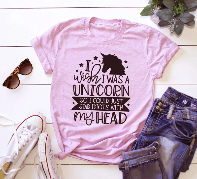 

i wish i was a unicorn t-shirt vintage camisetas grunge tumblr graphic unisex Fashion street style art aesthetic tee top-K975