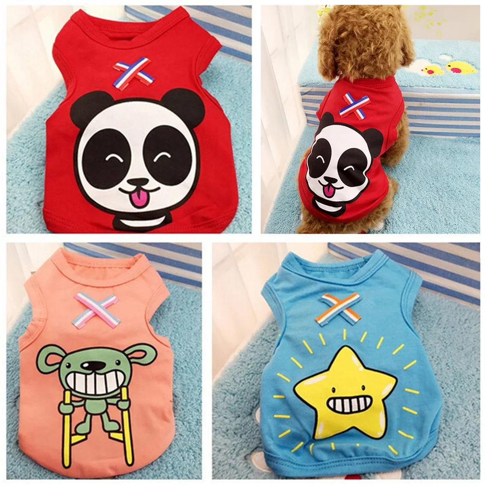 

Sleeveless Pet Vest Shirt Small Dogs Cat Clothes Cute Animals Pattern Solid Summer Puppy Clothes Simple Pets Dog T-shirt XS-XXL