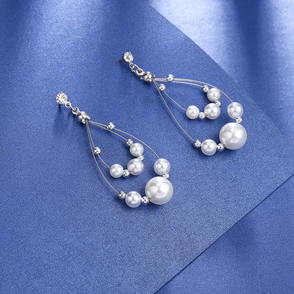 HanCheng модные висячие серьги с жемчугом Стразы длинные для женщин ювелирные