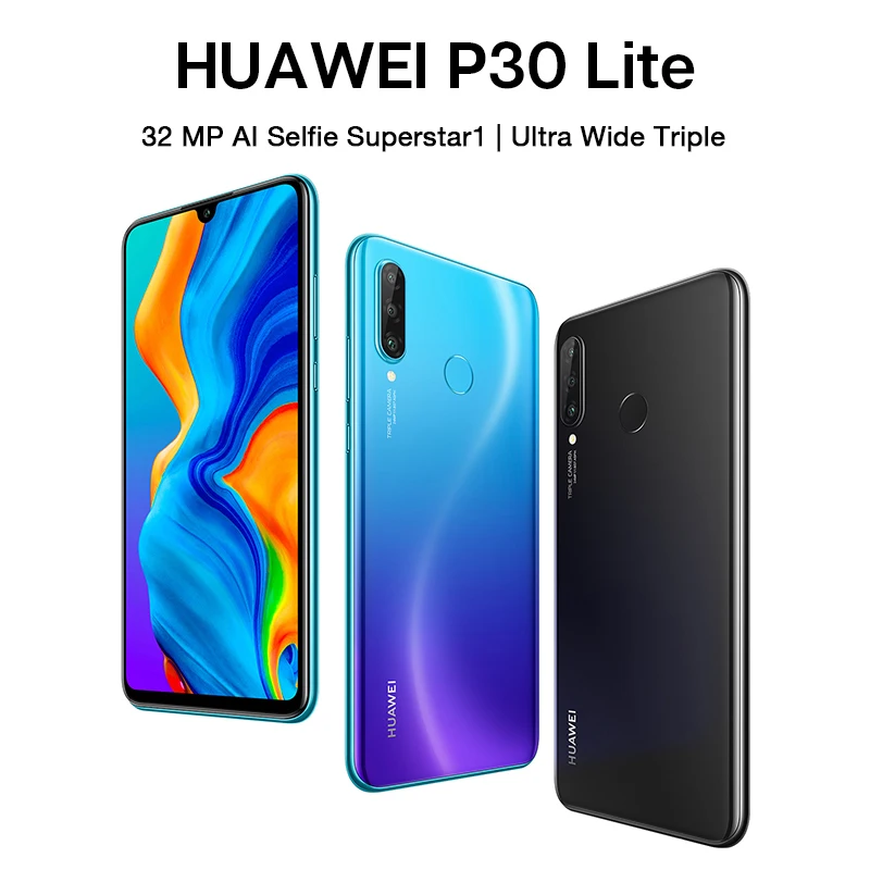 В наличии глобальная версия Huawei P30 Lite 4 Гб 128 Смартфон 24MP Тройная камера 32MP