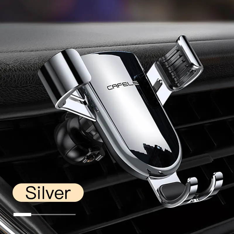 Silver CAFELE Gravity Автомобильный держатель для телефона Подставка для вентиляционного отверстия держатель для мобильного телефона в автомобиль универсальная подставка для мобильного телефона 4,5-6.5in - Цвет: Silver