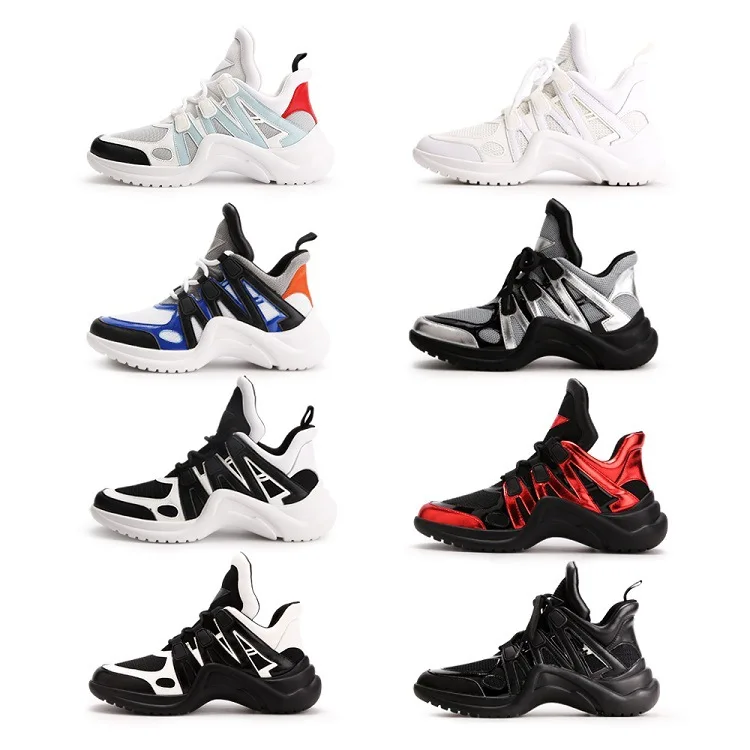 Красивые женские кроссовки на массивном каблуке в стиле Харадзюку теннисные