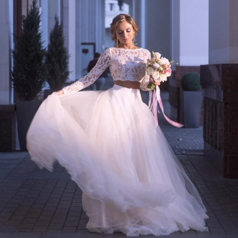 Alilove 2019 свадебное платье es пляжное с длинными рукавами кружевное невесты