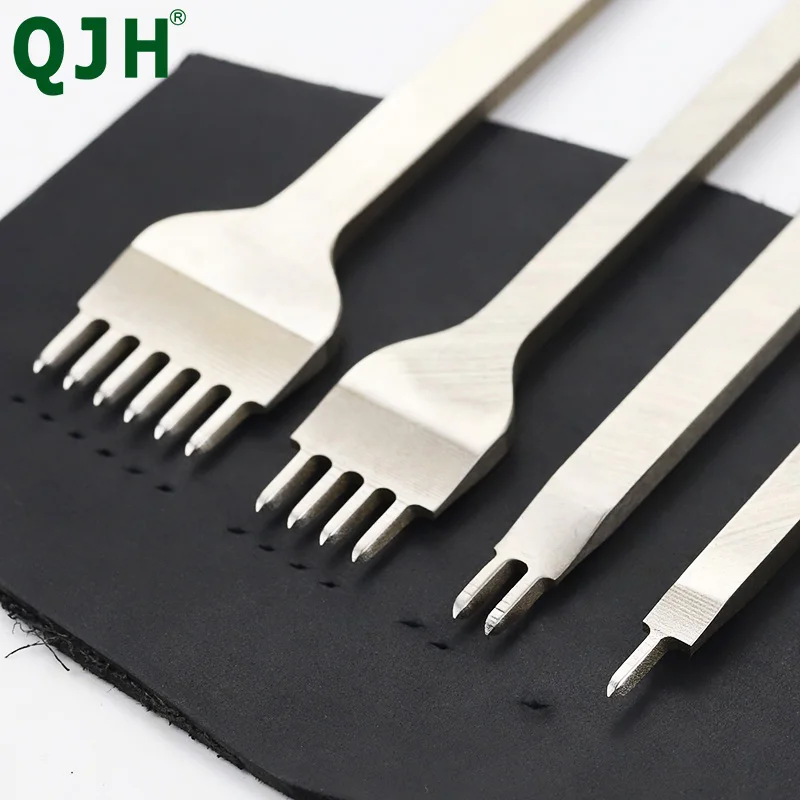 

3/4/5/6mm 4pcs/set Leather Chisel Hole Punches Stitching Punch Tool Prong Leather Craft Sewing DIY Tools 1+2+4+6 Fork Hole