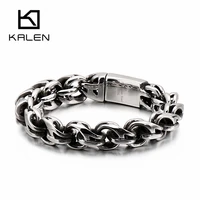 kalen punk twisted link chain bracelet mens 23cm 9 inches stainless steel boho hand chain armband biker hip hop jewelry 2019