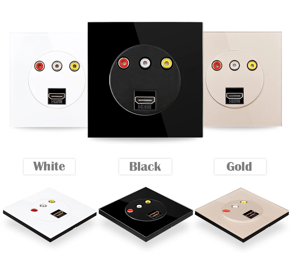 UNKAS HDMI-совместимый с 2 0 Видео L/R FL + FR каналы порт 86 мм * Настенная стеклянная панель