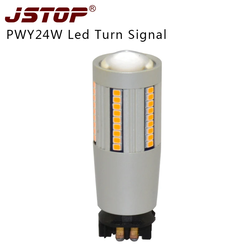 JSTOP led car turn lights 12-24V canubs pwy24w light bulbs 1500LM 100%No error No Hyper Flash Amber led front Rear Turn Signal